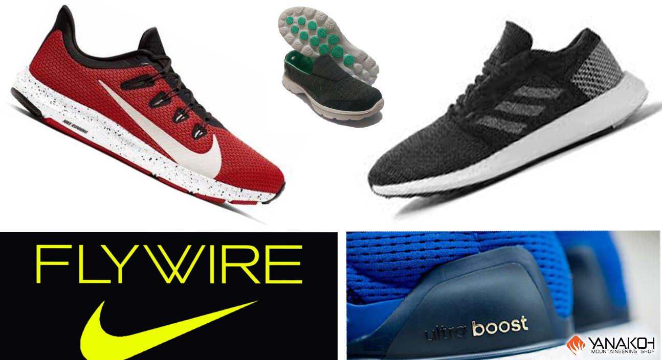 چند نمونه از کفش های واکینگ از برندهای نایک، آدیداس و تکنولوژی به کار رفته در آنها