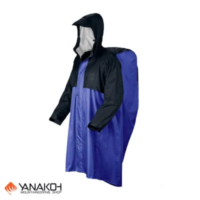 پانچو صخره مدل پرو رنگ آبی/ مشکی ( جای کوله دار )